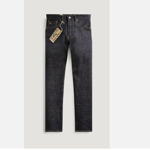 RRL Slim Flit Limited-Edition Rigid Raw Denim Jeans Made USA oz 34 W Wool Blend